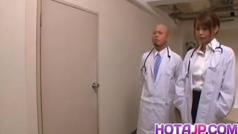 Arisa Ebihara Gets A Three-Way Fuck From Medical Professionals After Giving Head