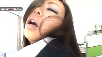 Japanese Office Worker With Large Buttocks Rides Backwards On Top