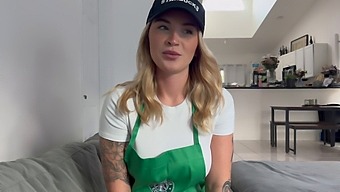 Role Play At A Barista Shop Turns Into A Hot Scene With A Finger Orgasm.